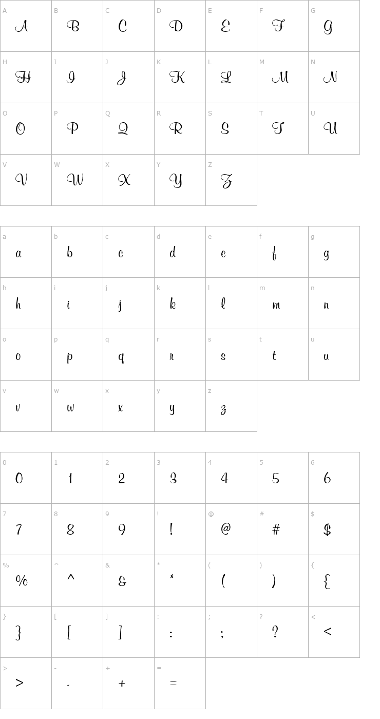 Character Map MurphyScript Regular Font