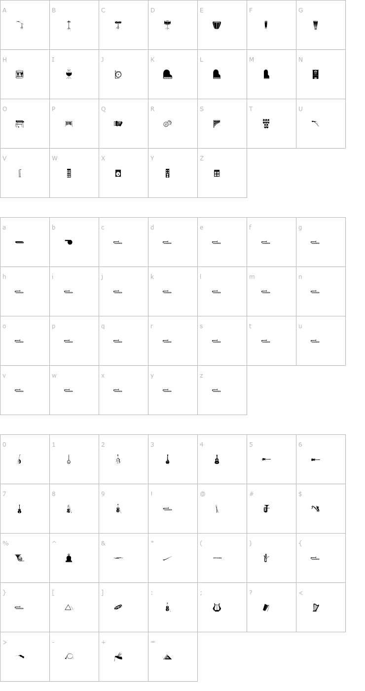 Character Map Music Font