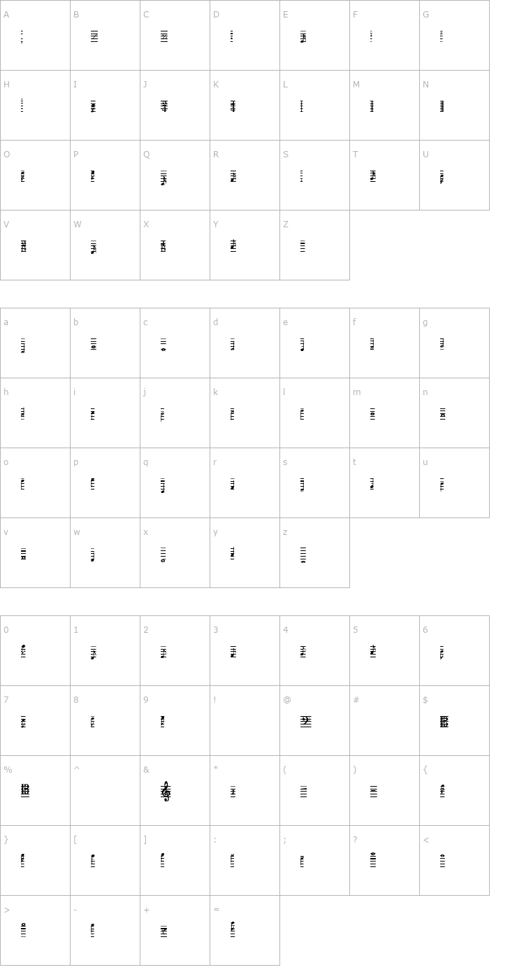 Character Map Musical notation Font