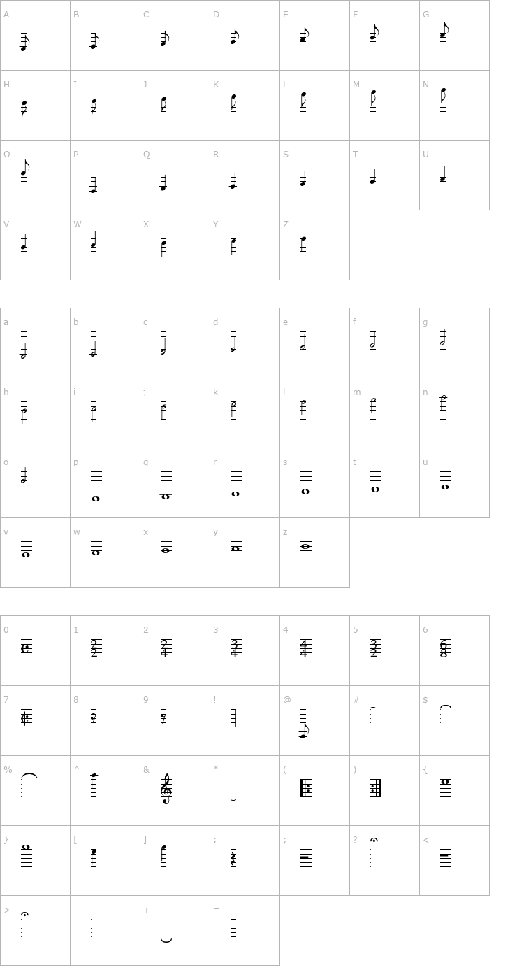 Character Map MusiQwik Font