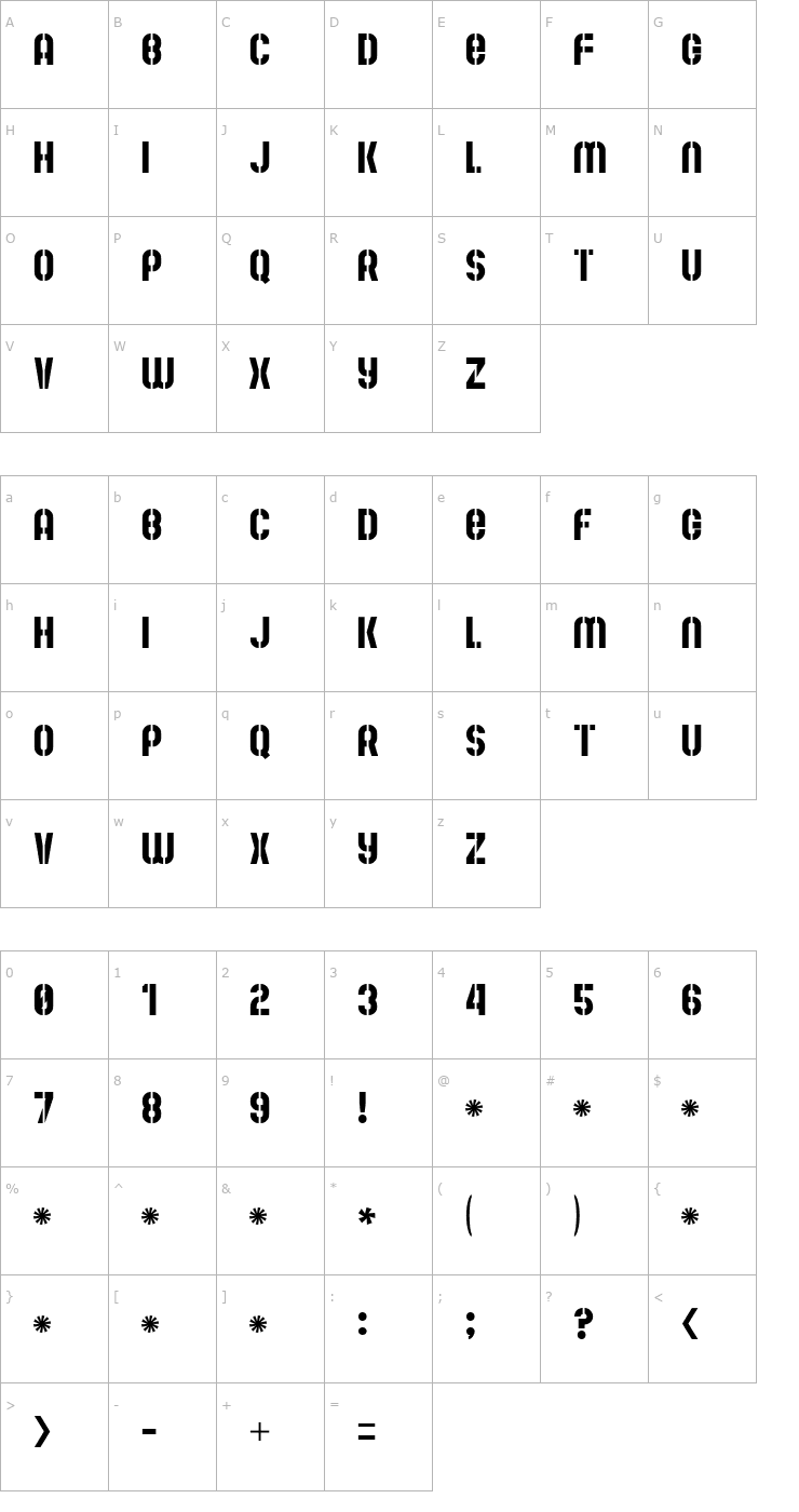 Character Map Mute Fruit Font