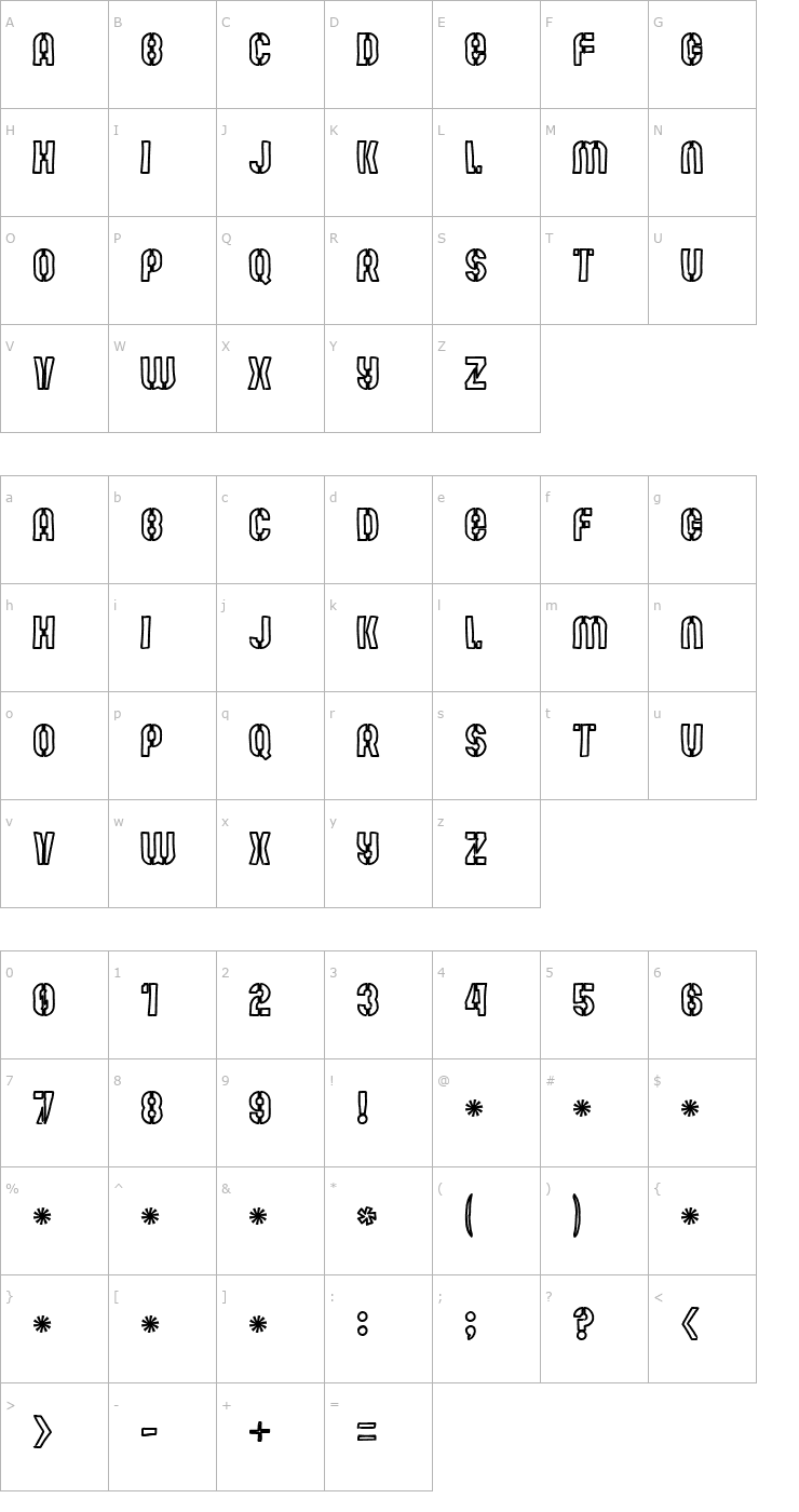 Character Map Mute Fruit White Krash Font