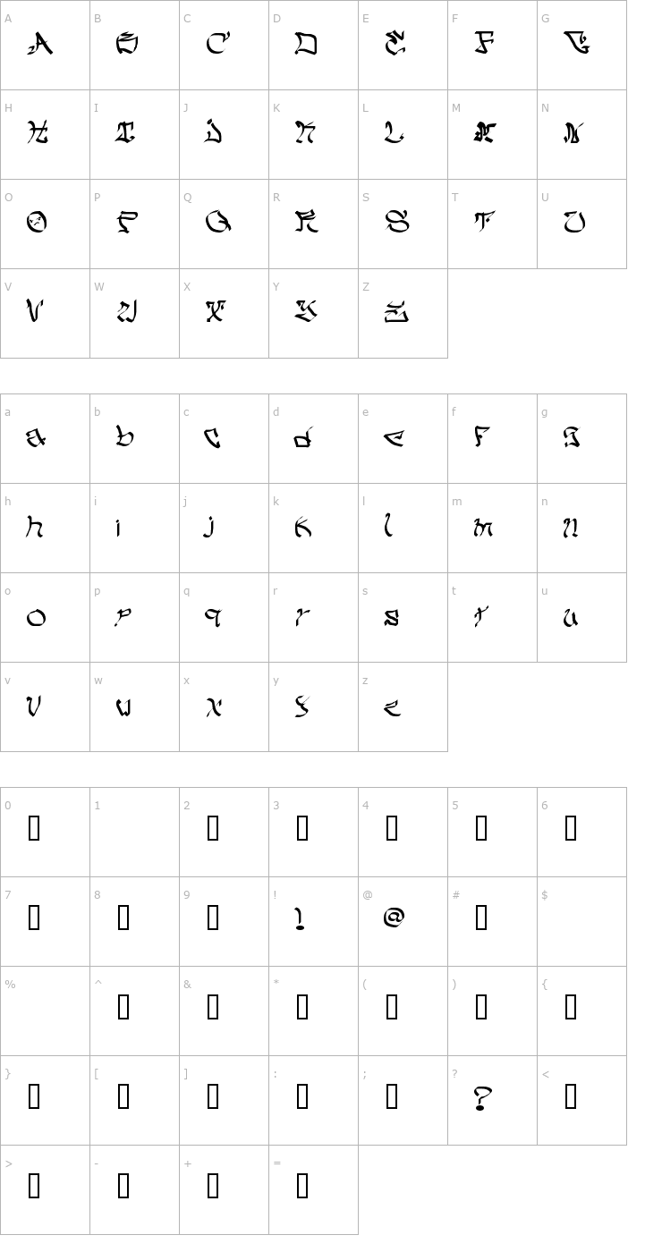 Character Map My Crazy Text Font