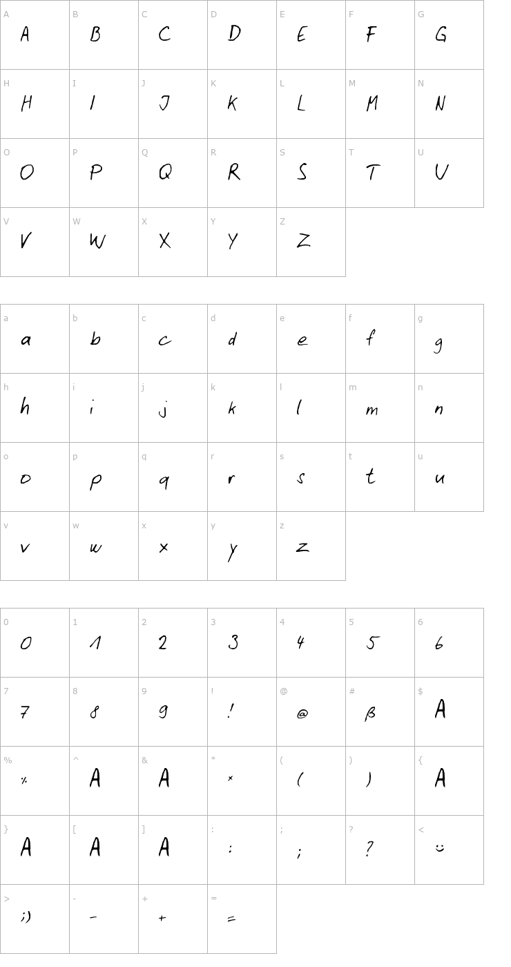 Character Map My Font 1 Font