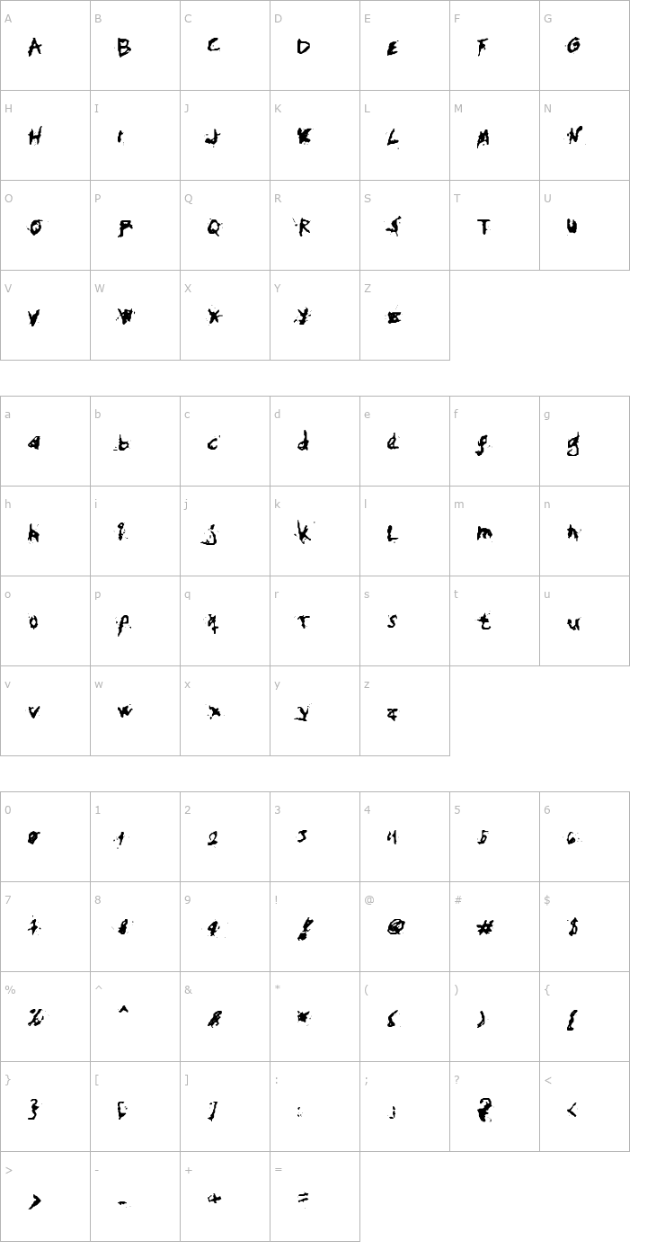 Character Map My Hand Fights Font