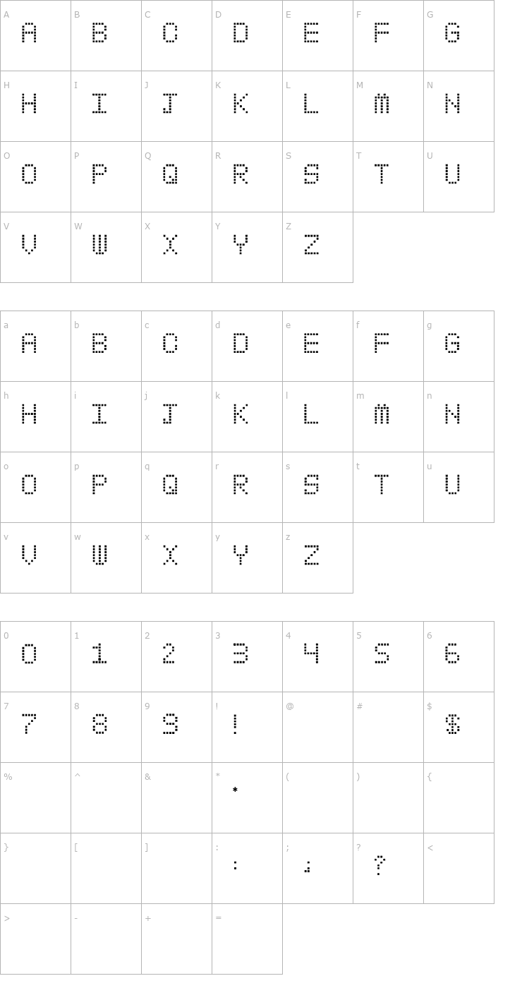 Character Map My Pager Font