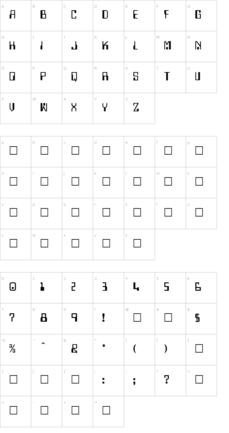 Character Map Mycalc Regular Font