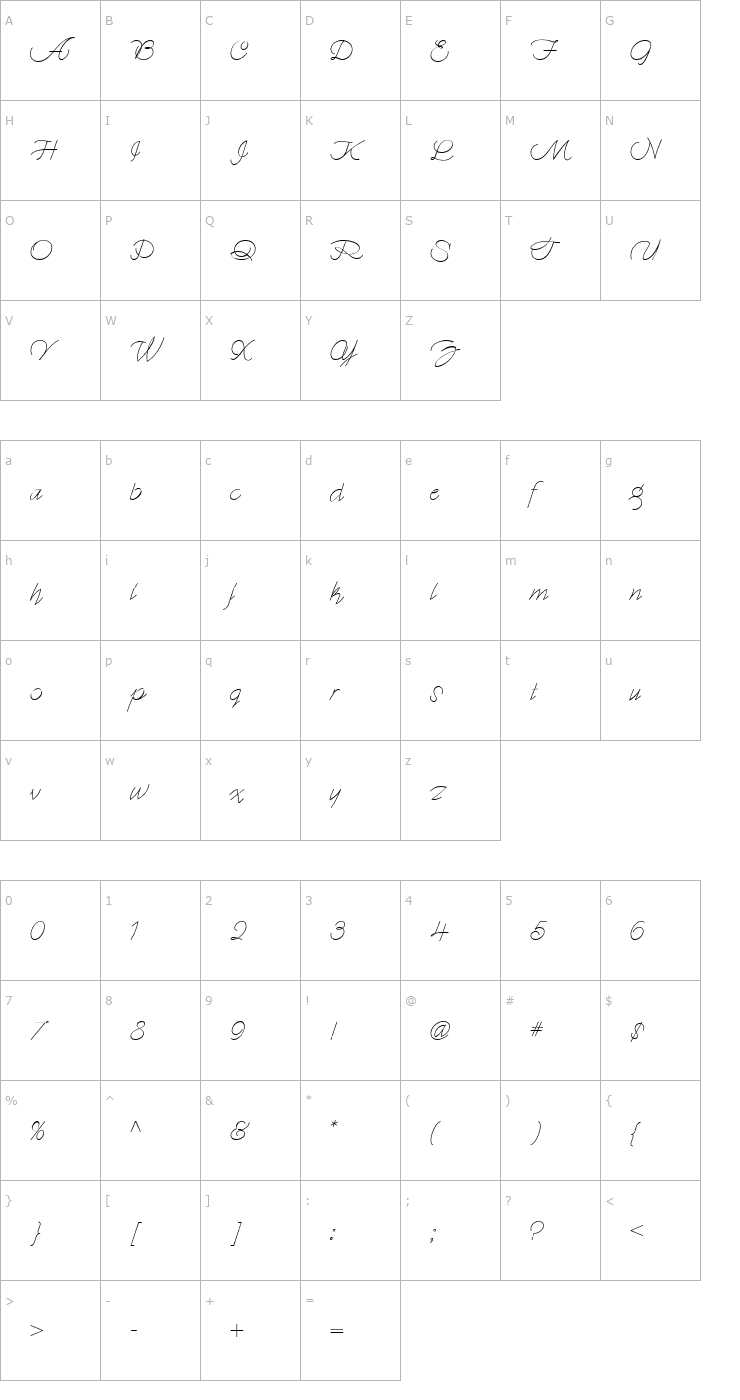 Character Map MyDearWatsonNF Font