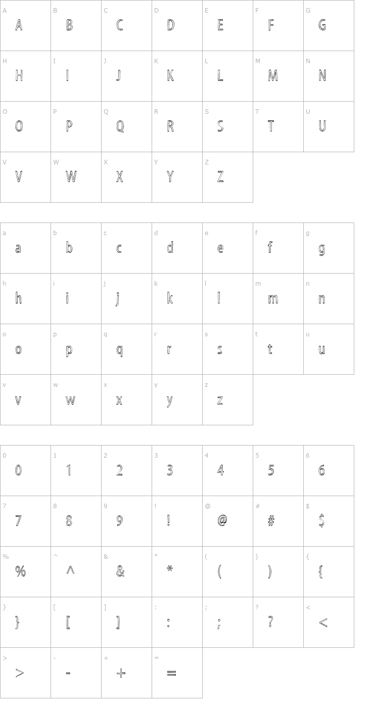 Character Map Myriad Sketch Font