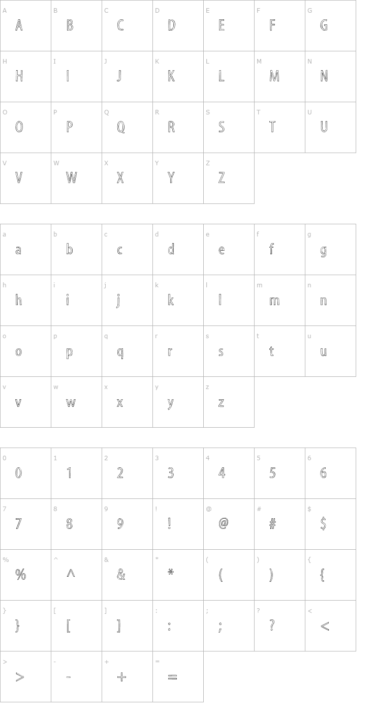 Character Map MyriadStd-Sketch Font
