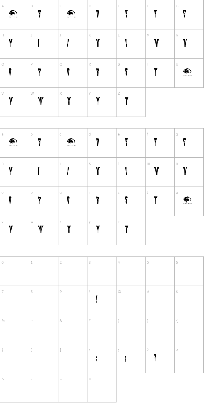 Character Map Mysterio SWTrial Font