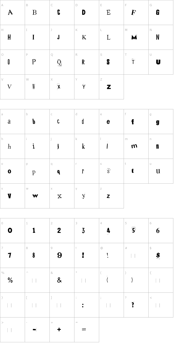 Character Map Mystery White Font