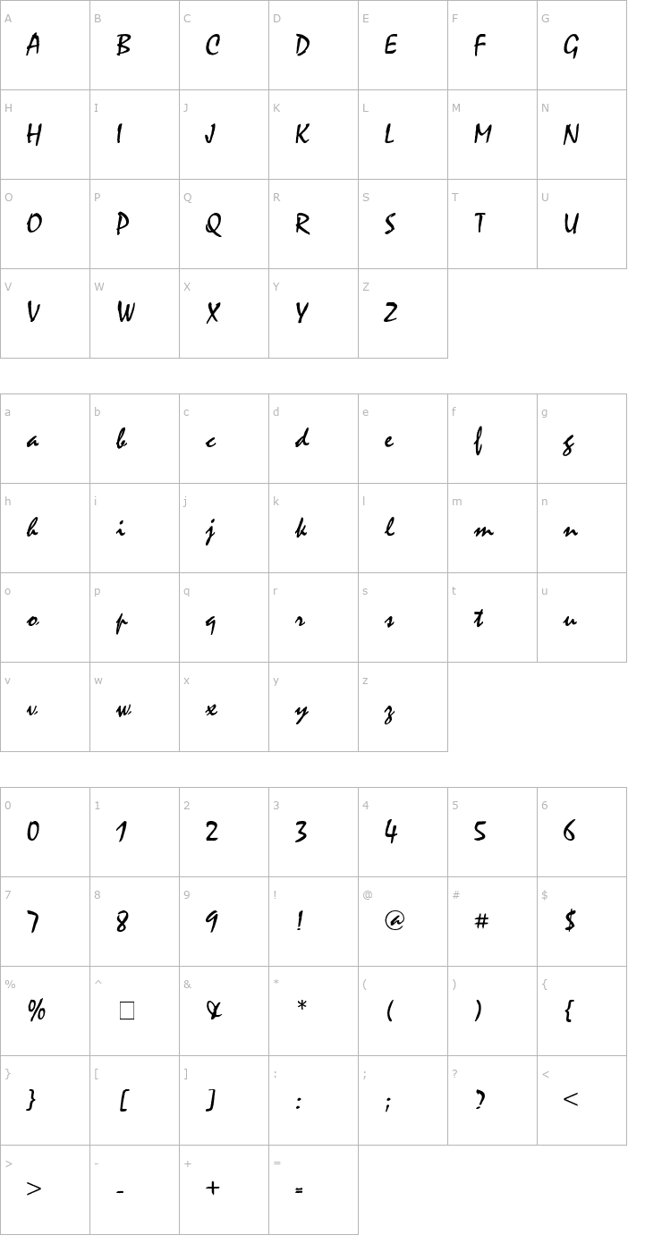 Character Map Mystic Normal Font