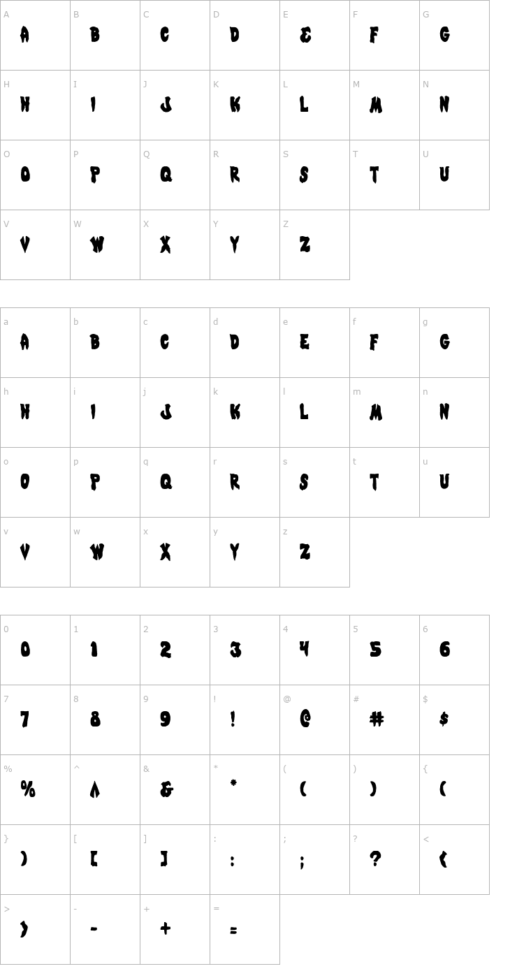 Character Map Mystic Singler Condensed Font