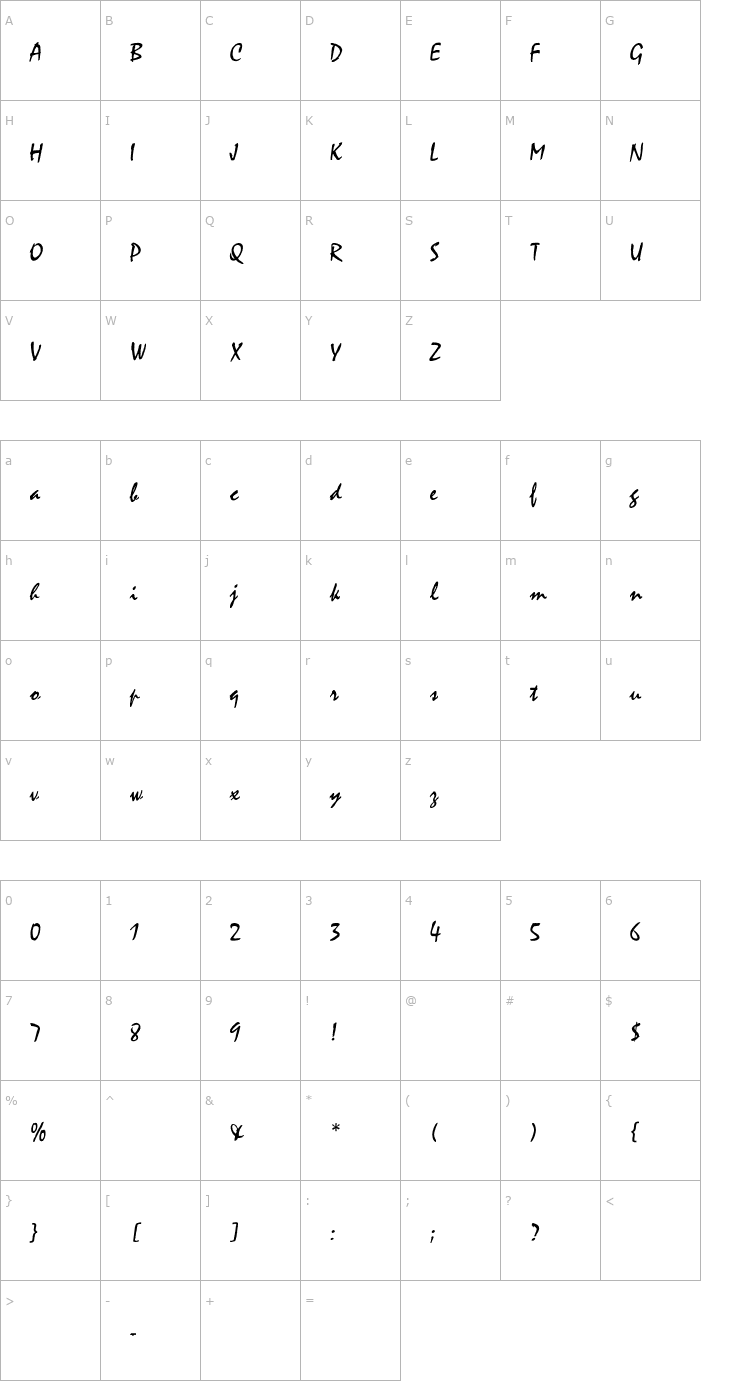 Character Map Mystical-Thin Font