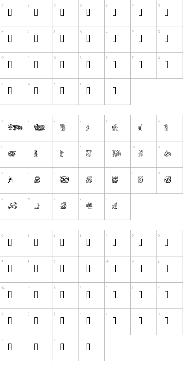 Character Map Mythical Font