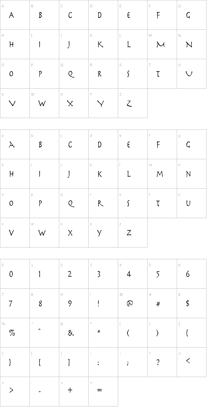 Character Map Mythology Condensed Normal Font