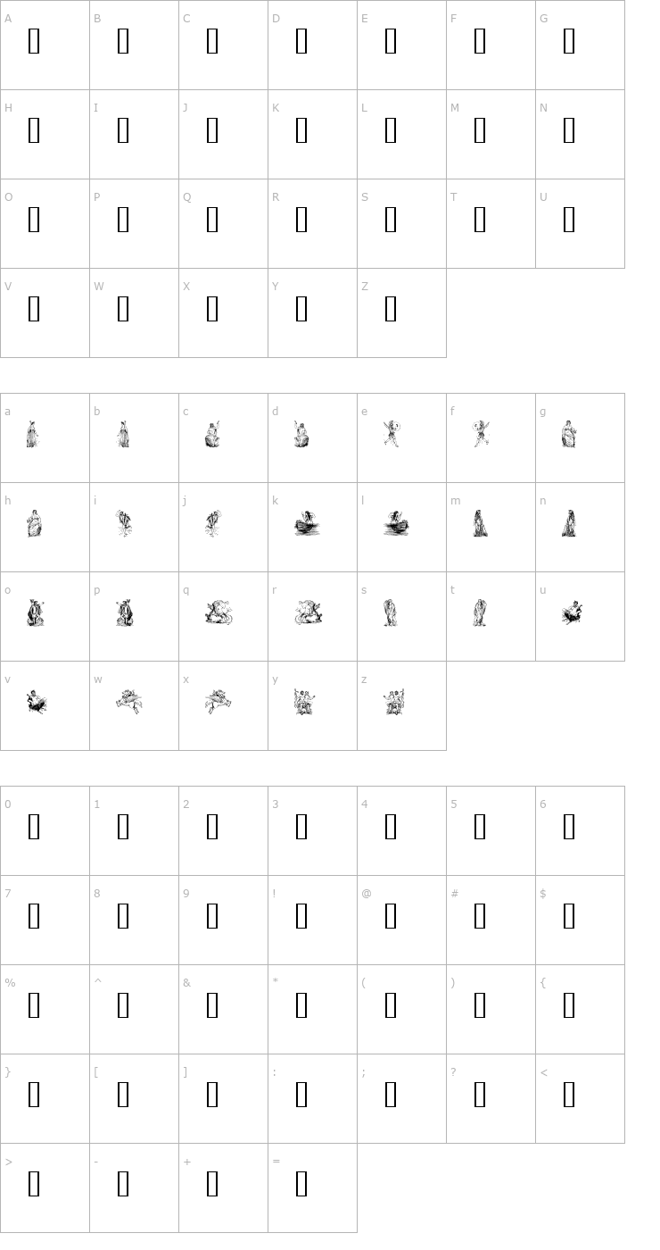Character Map mythology three Font
