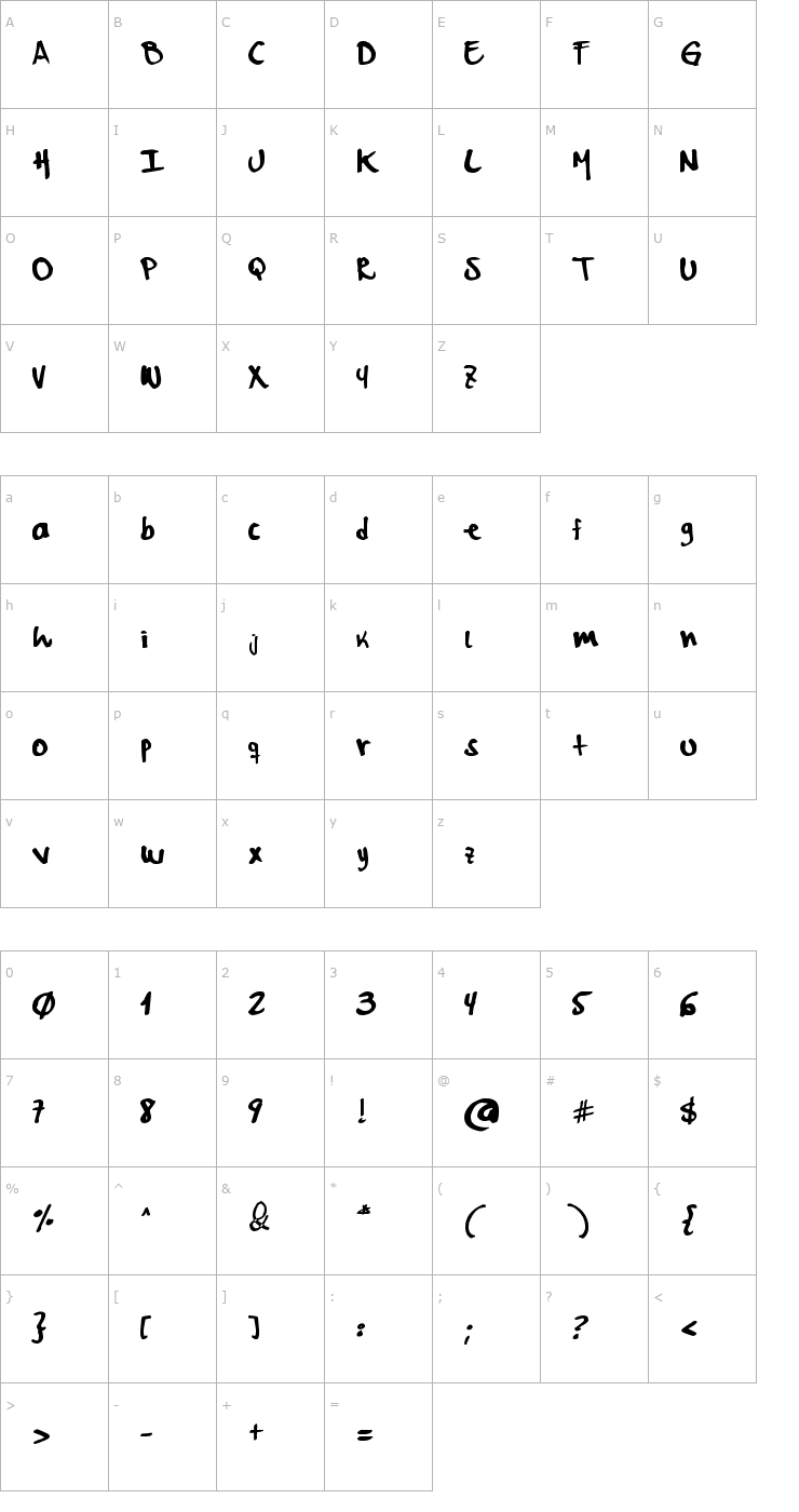 Character Map MyWord Font