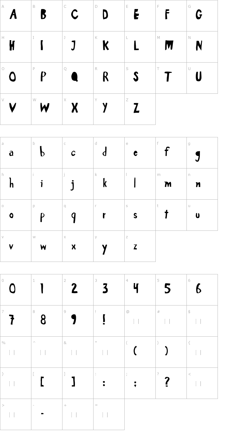 Character Map Nacht Font