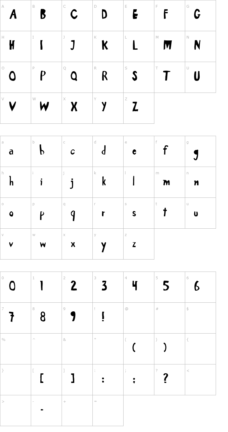 Character Map Nacht-Regular Font