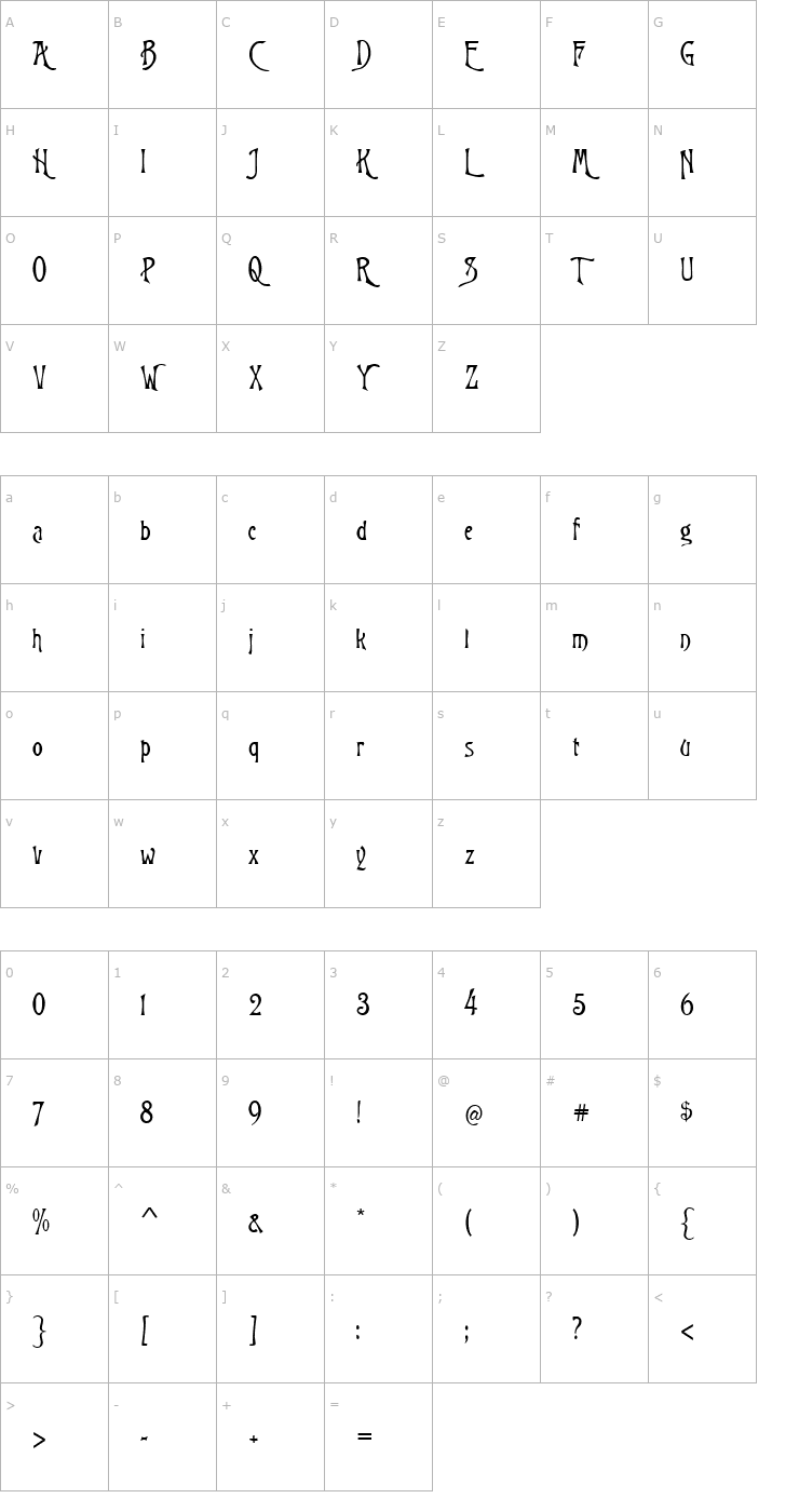 Character Map Nachtmere Font