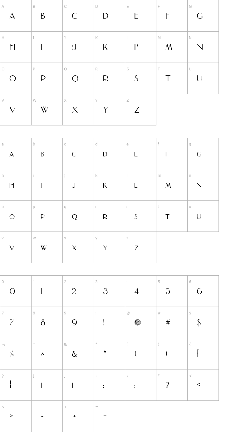 Character Map Nadall Font