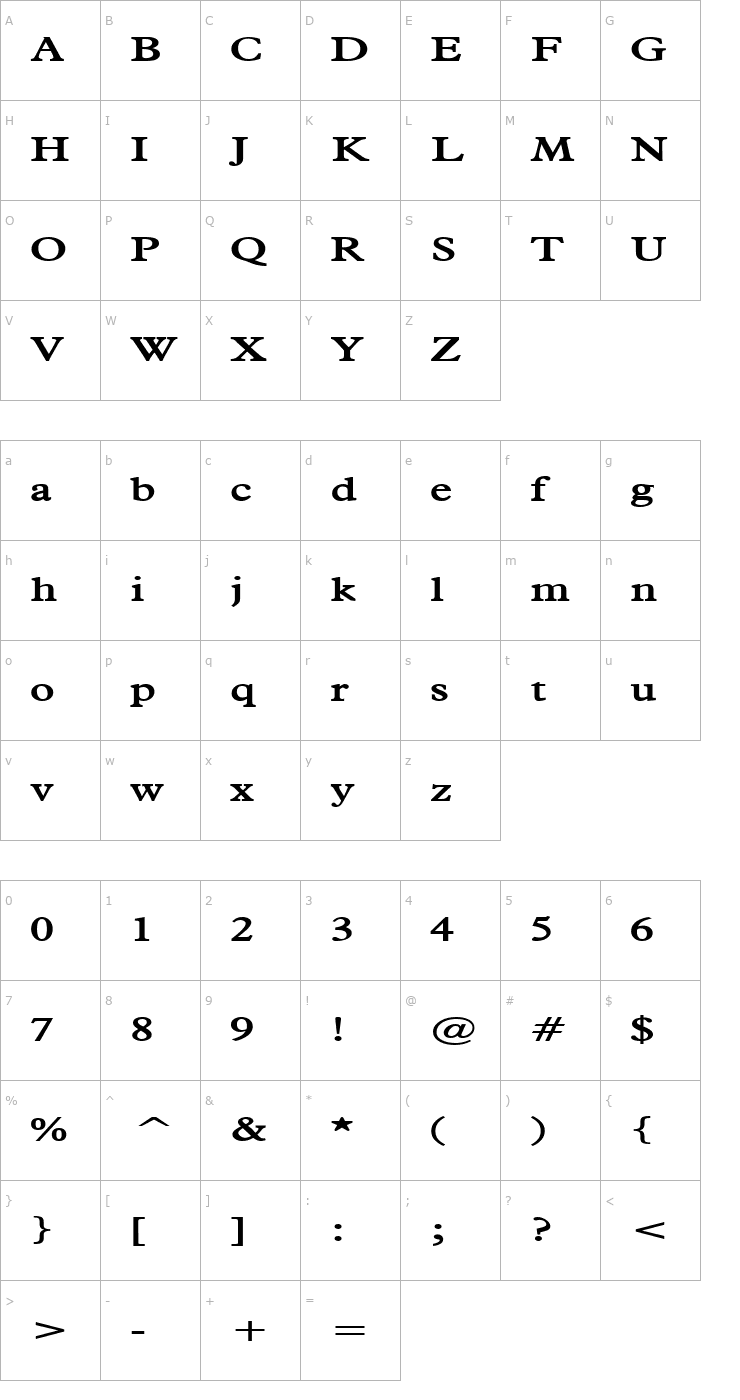 Character Map Nadine Bold Font