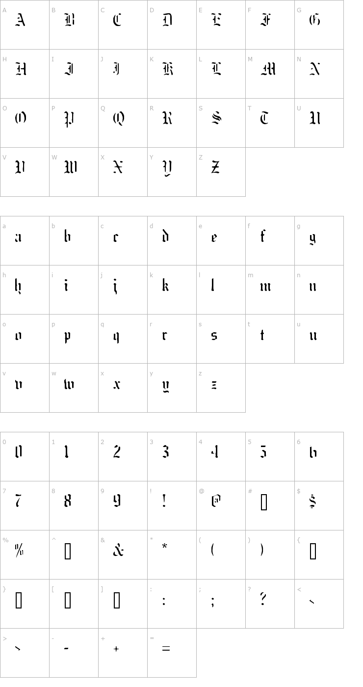 Character Map naked monk Font