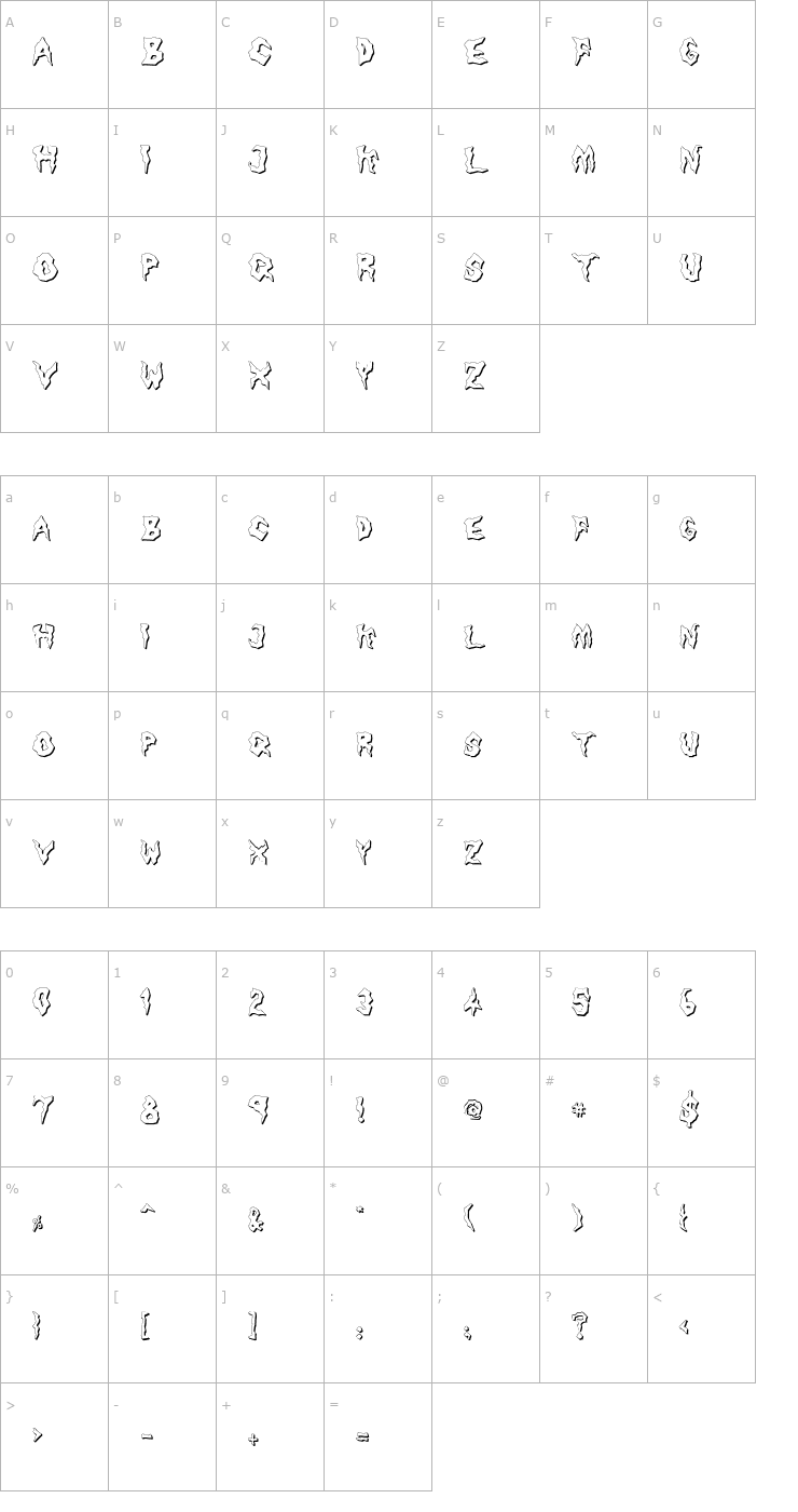 Character Map Nameless Harbor Font