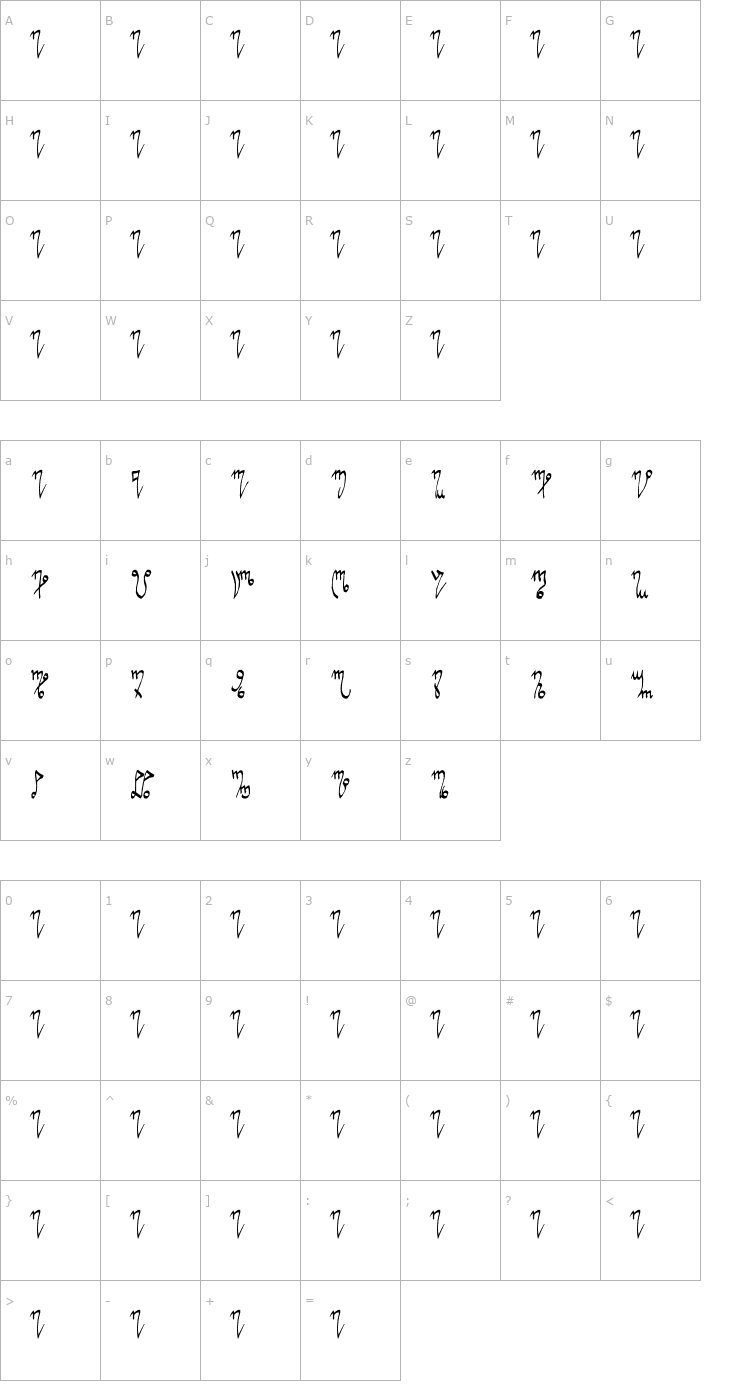 Character Map Nanduria Font