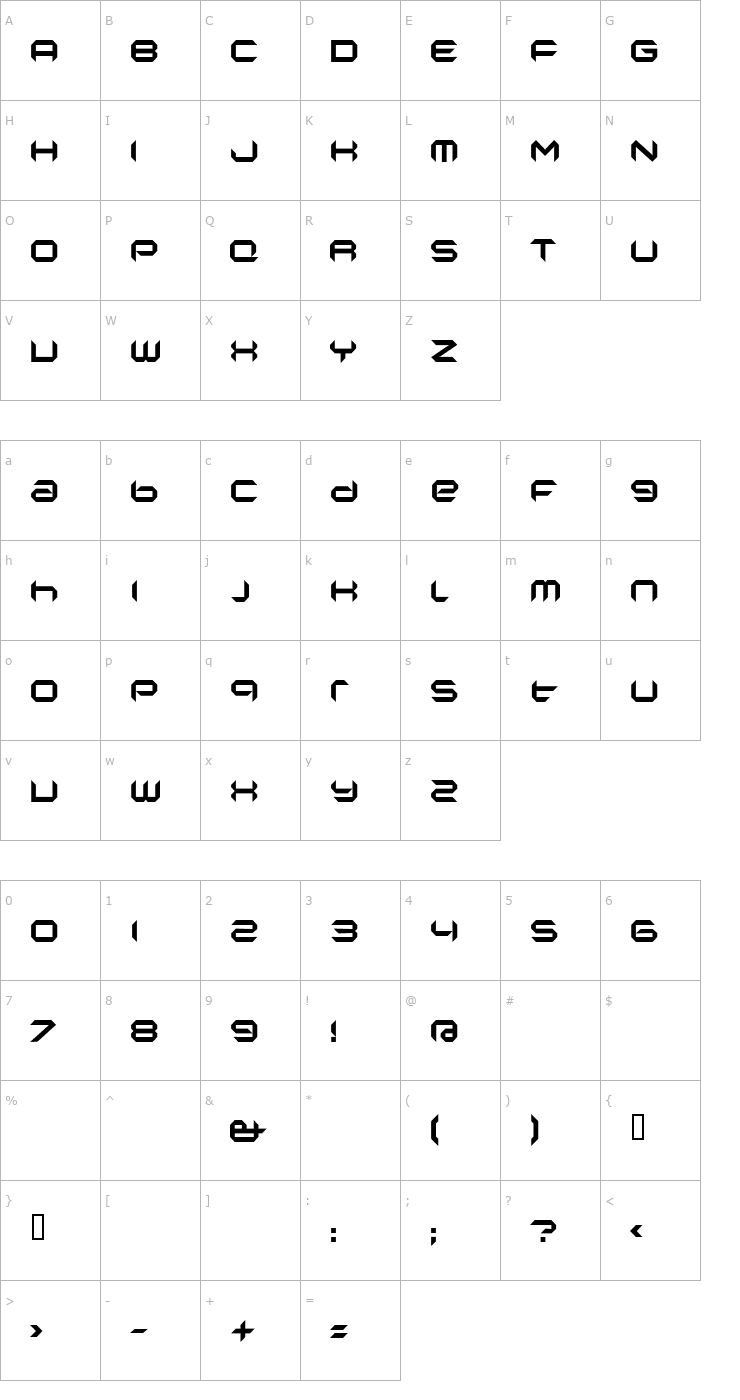 Character Map Nano low Font