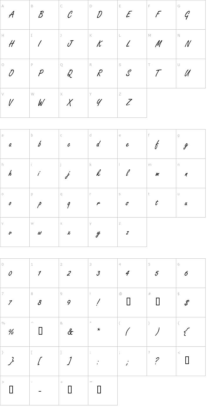 Character Map NanoScriptSSK Font