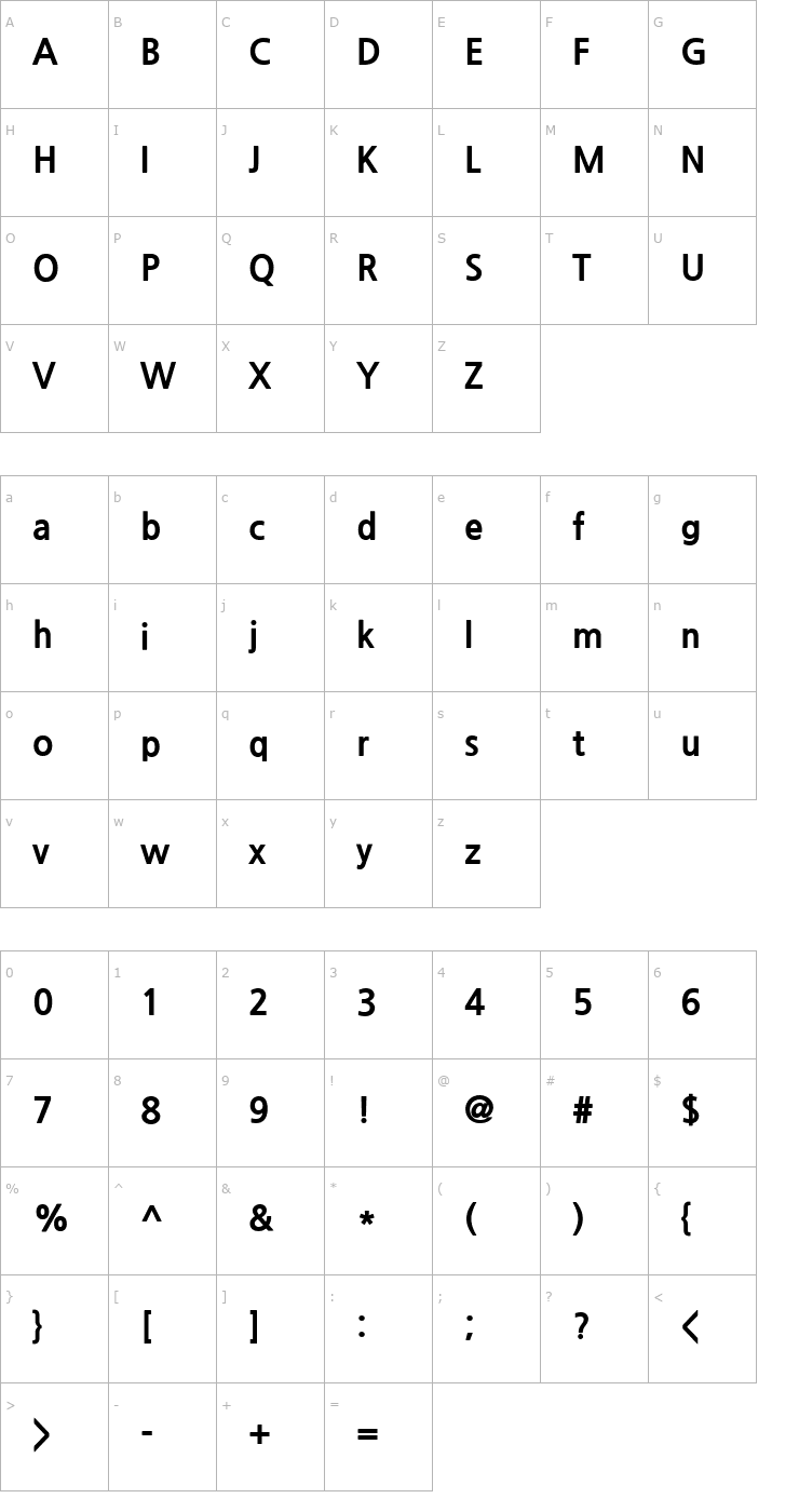 Character Map Nanum Gothic ExtraBold Font
