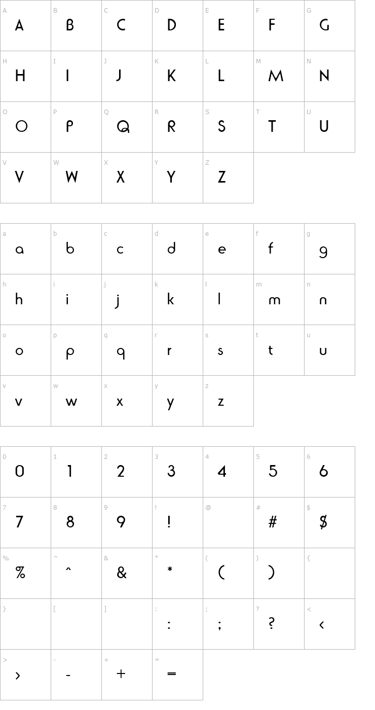 Character Map NaomiBecker Font