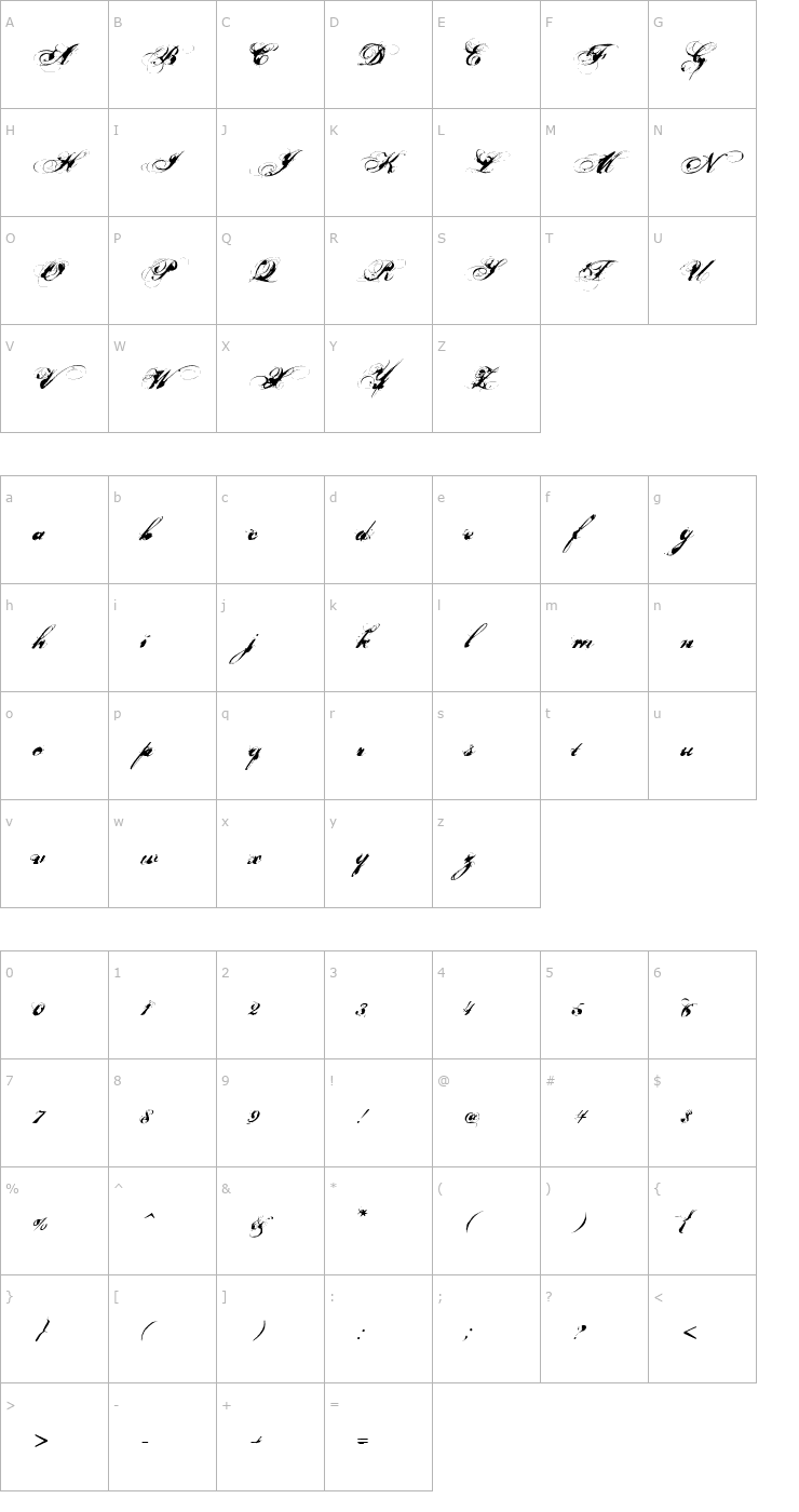 Character Map Nars 1 Font
