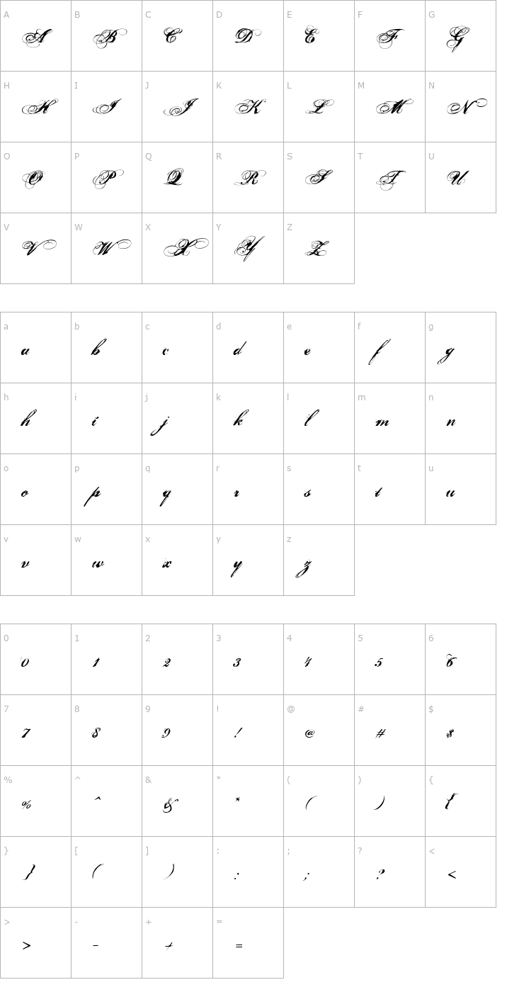 Character Map Nars 3 Font