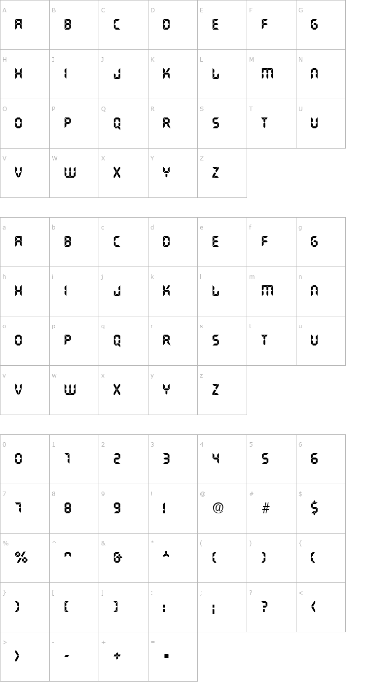 Character Map Nasa Display Font