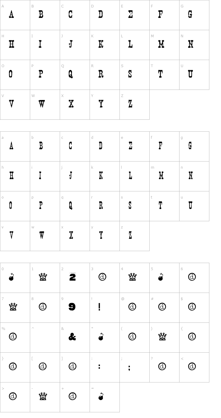 Character Map Nashville Font