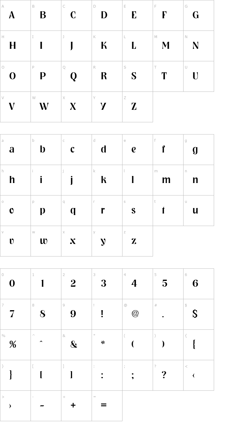 Character Map Nashville-Medium Font
