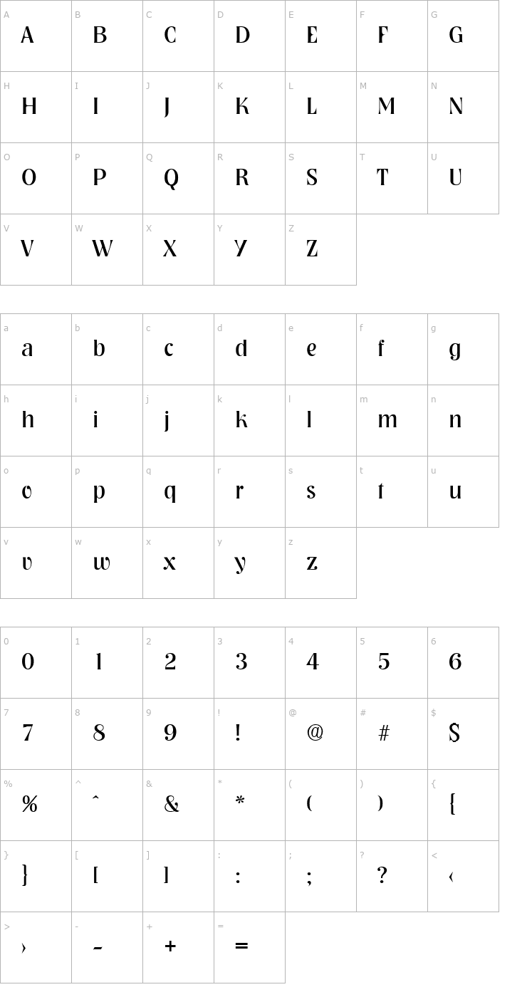 Character Map Nashville-Regular Font