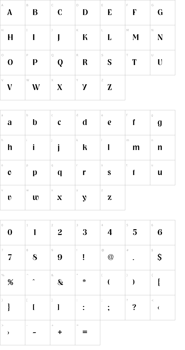 Character Map Nashville-Serial-Medium-Regular Font