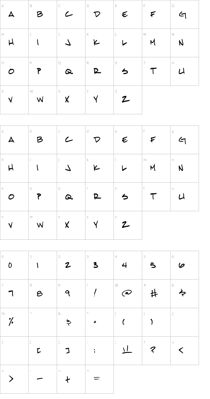 Character Map Nate Font