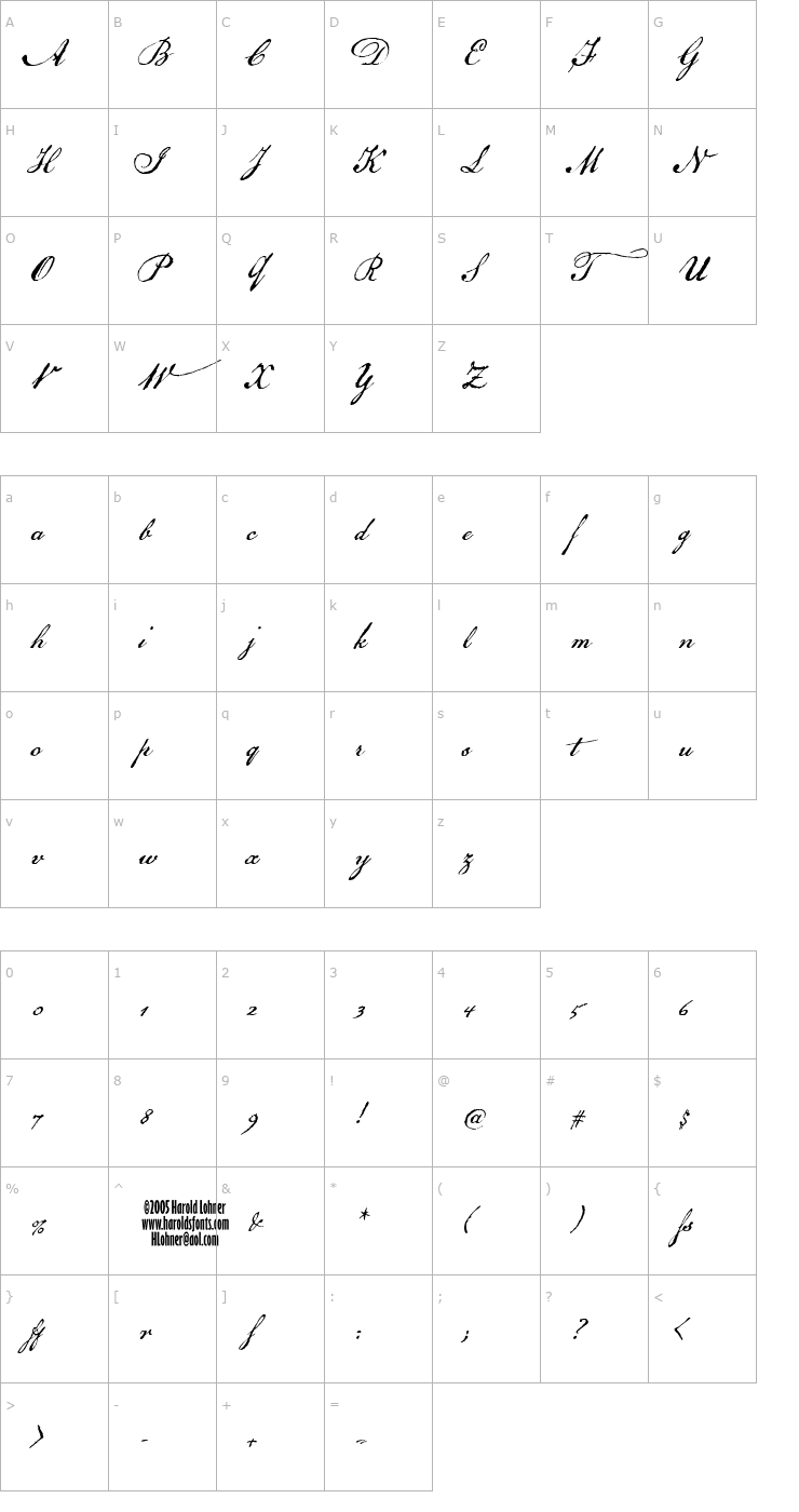 Character Map National Archive Font