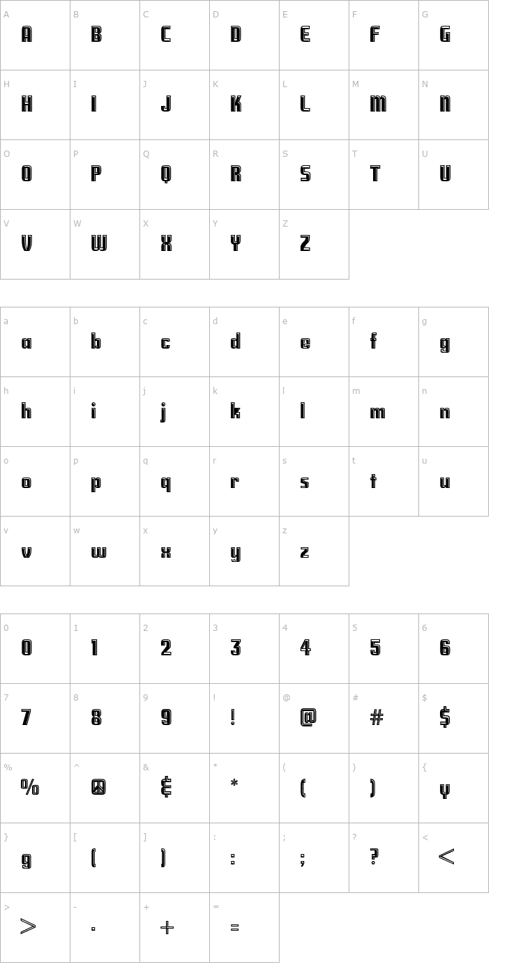 Character Map National Debt Hilite Font