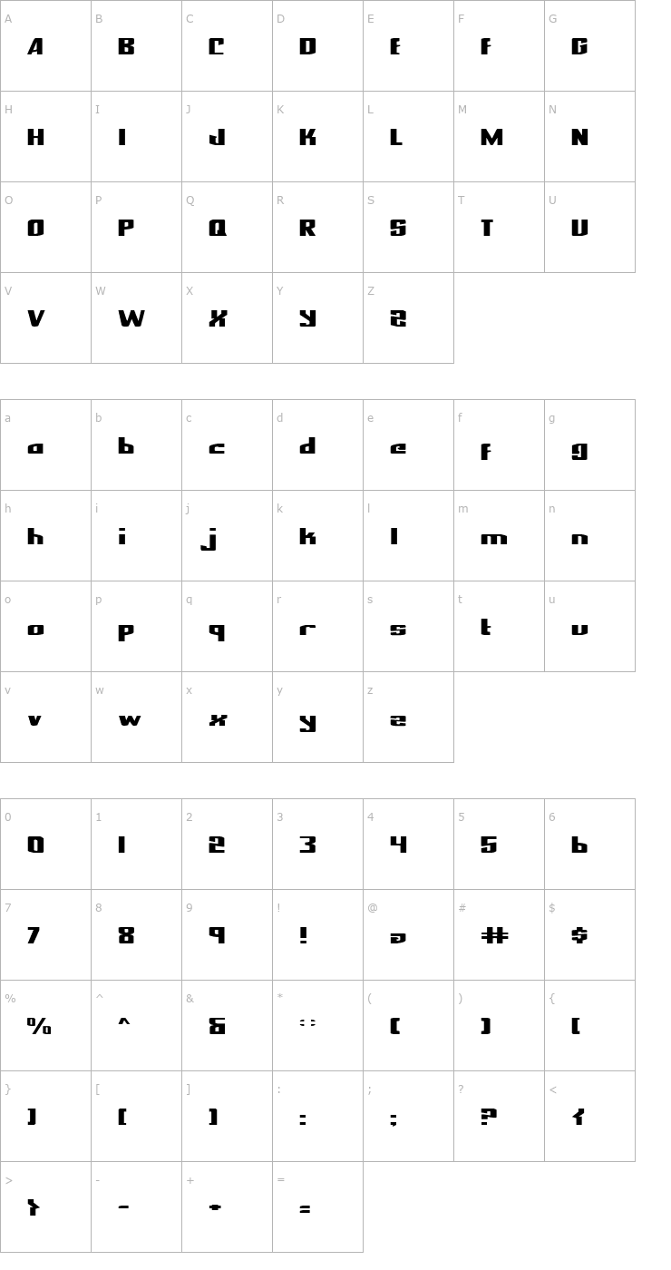 Character Map National Express Expanded Font