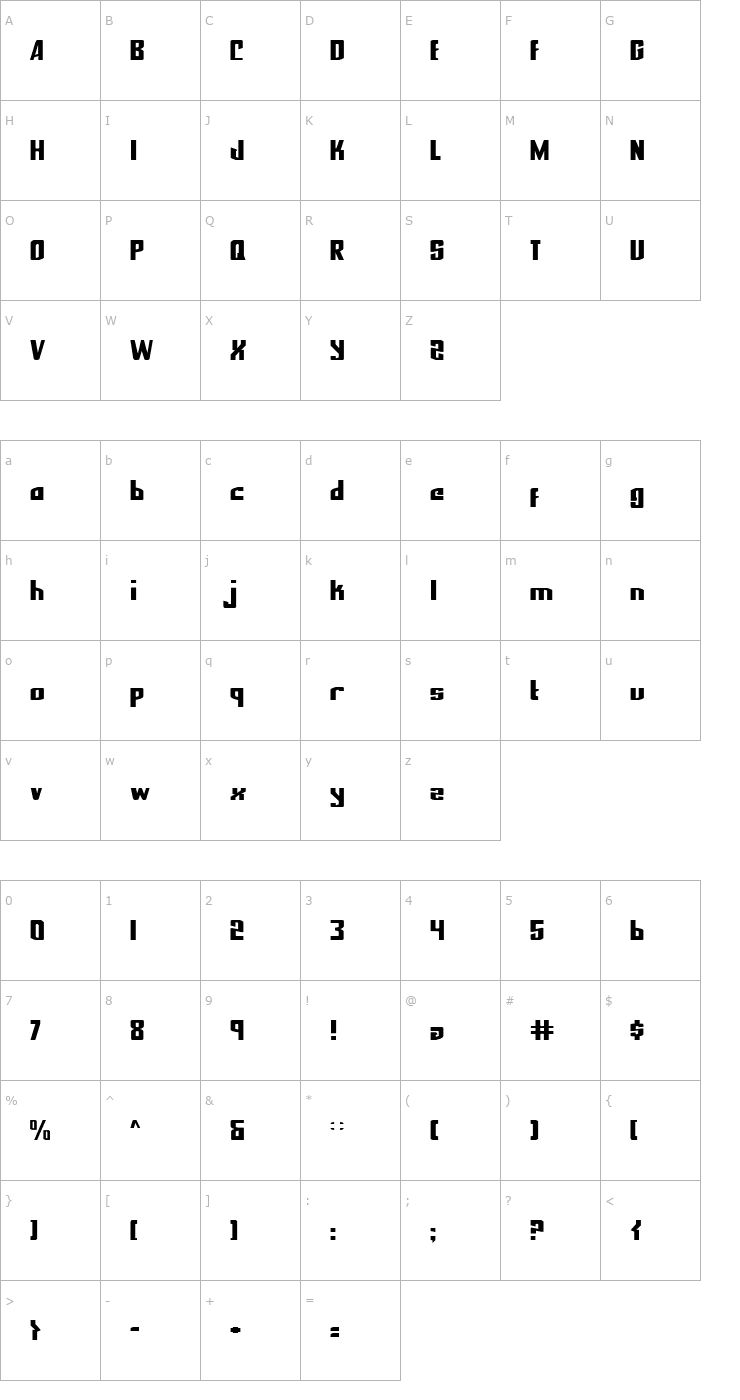 Character Map National Express Font