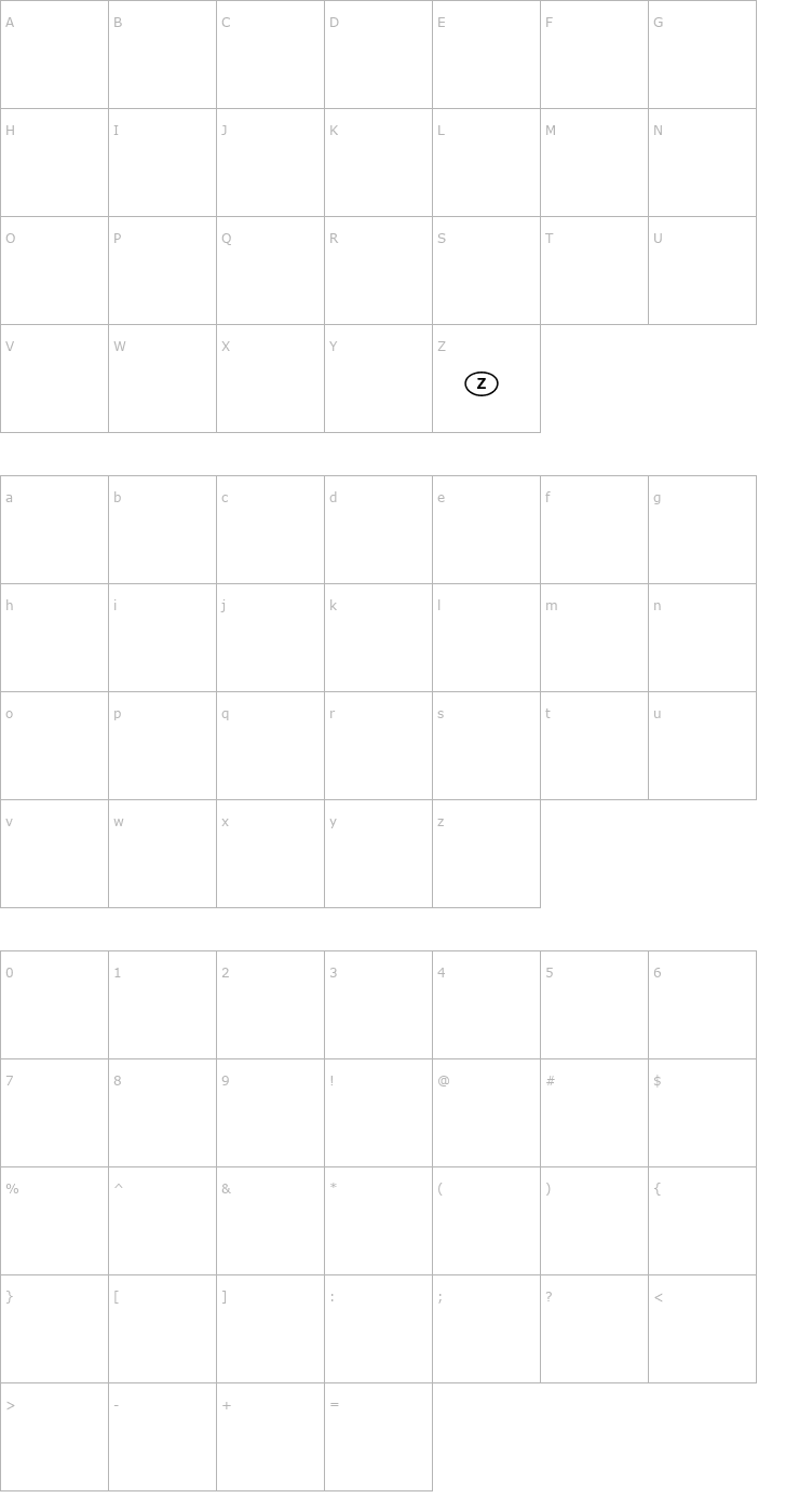 Character Map NationalCodes-Africa Font