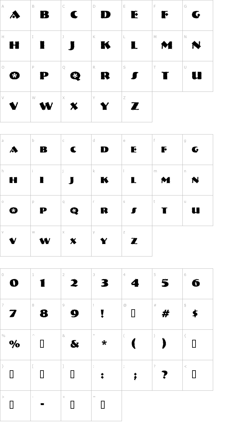 Character Map Natividad Font