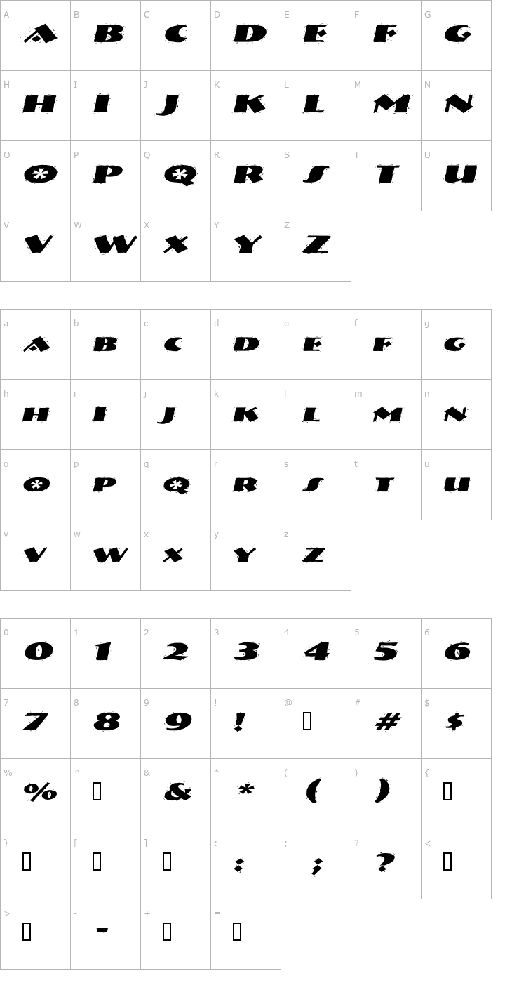 Character Map NatividadExtended Italic Font